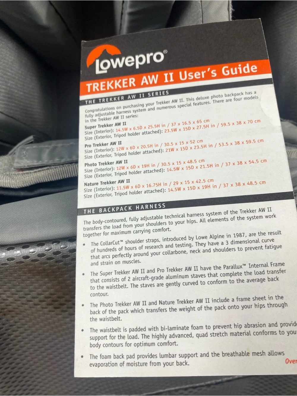 LOWEPRO Nature Trekker AW II Hiking Walking Camera Bag Rucksack